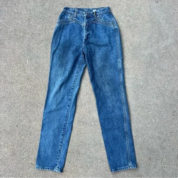 Vintage 90s Rockies high-rise wedgie cowgirl bareback western jeans taper ankle